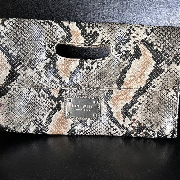 Nine West Faux Snakeskin Clutch - Picture 1 of 4